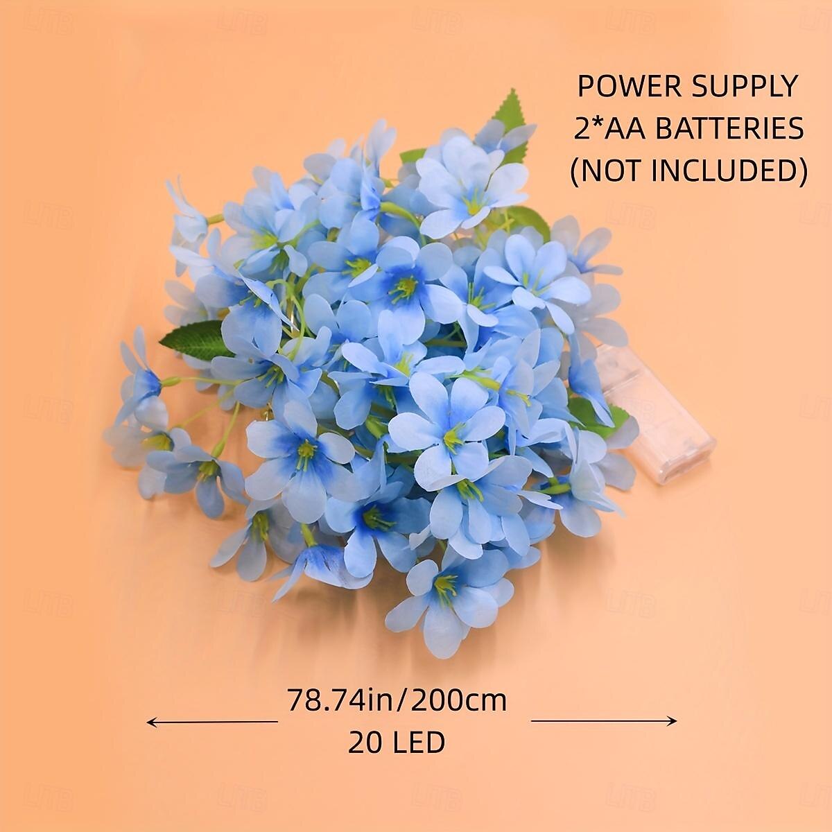 Elegant Wedding Party Reception Flower String Lights – Blue 6-Petal Floral Vine Battery Operated Fairy Lights for Bedroom Seasonal Home Decor 2026 - $14.49 –P1