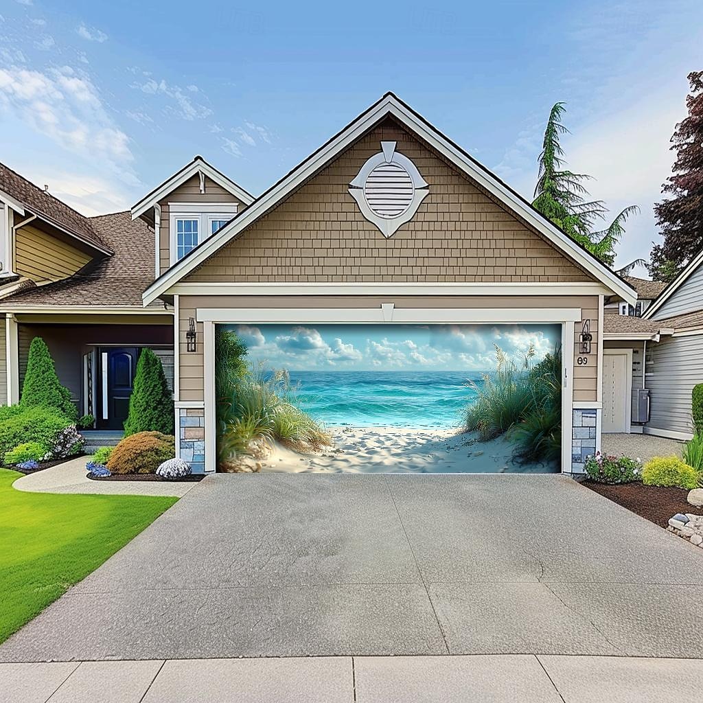 letnie wakacje na plaży baner na osłonę drzwi garażowych piękna duża dekoracja tła na zewnętrzne drzwi garażowe dekoracje ścienne domu impreza impreza parada 2025 - $33.99 –P15