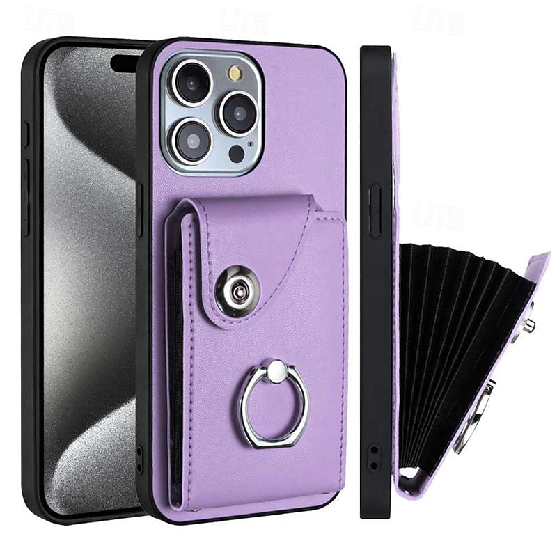Phone Case For iPhone 16 iPhone 15 Pro Max Plus iPhone 14 13 12 11 Pro Max Plus Mini SE Back Cover with Stand Holder with Wrist Strap Card Slot Retro TPU PU Leather 2025 - $18.99 –P3