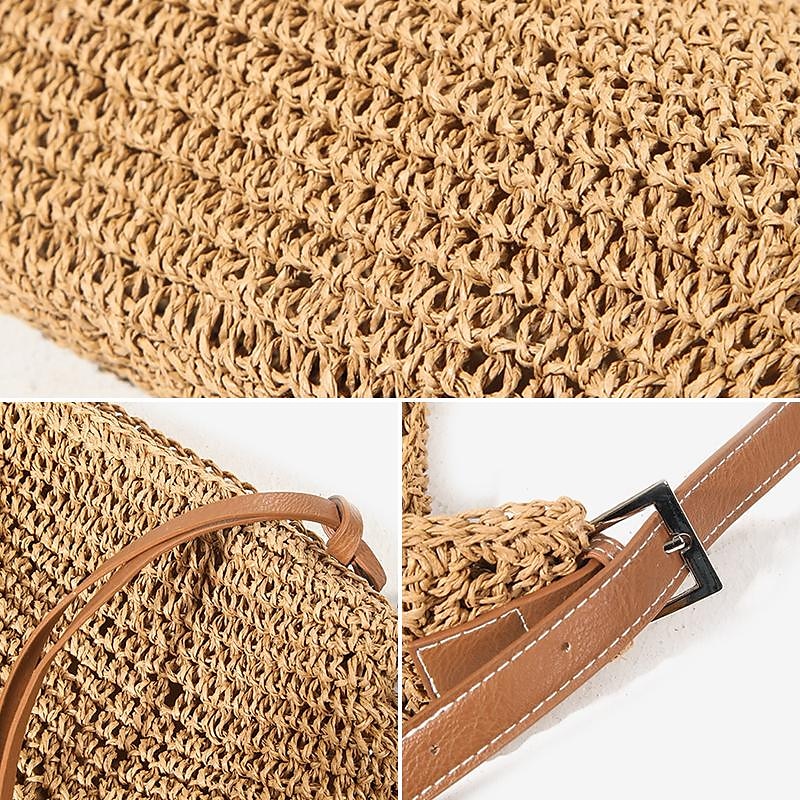borse a tracolla in paglia intrecciata a mano da donna – borsa a tracolla estiva da spiaggia boho con tracolla regolabile in pelle del 2025 a $26.99 –P2