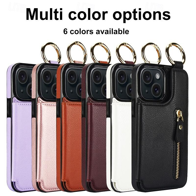 Phone Case For iPhone 16 15 14 Pro Max Plus 13 12 11 Pro Max Mini Wallet Case Zipper Kickstand Card Slot Retro TPU PU Leather 2025 - $15.99 –P1
