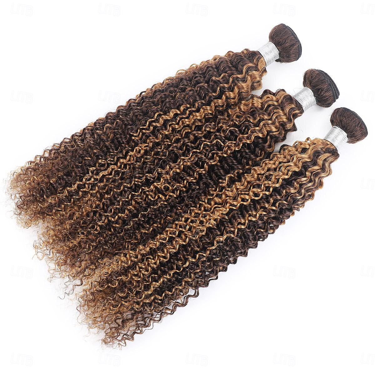 3 pacotes de cabelo humano ondulado cacheado, 18, 20 e 20 polegadas, com mechas, cor p4/27. de 2026 por $271.69 –P2