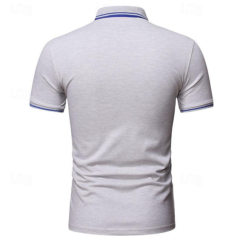 Herr Golftröja golfpolo Arbete Ledigt Kavajslag Kortärmad Grundläggande Modern Slät Lappverk Knapp Vår & sommar Normal Svart Vit Gul Ljusgrön Röd Marinblå Golftröja 2025 - $17.99 –P4