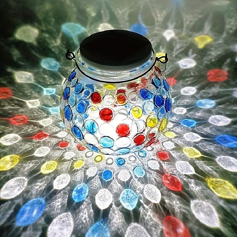 1 db üveg napelemes kültéri asztali lámpa, színes mozaik üveglámpa, kültéri vízálló kültéri napelemes lámpa kertbe, teraszra, ösvényre, erkélyre 2026 - $21.99 –P8