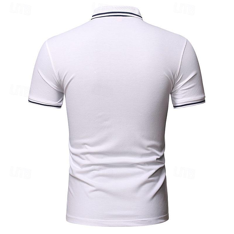 Herr Golftröja golfpolo Arbete Ledigt Kavajslag Kortärmad Grundläggande Modern Slät Lappverk Knapp Vår & sommar Normal Svart Vit Gul Ljusgrön Röd Marinblå Golftröja 2025 - $17.99 –P20