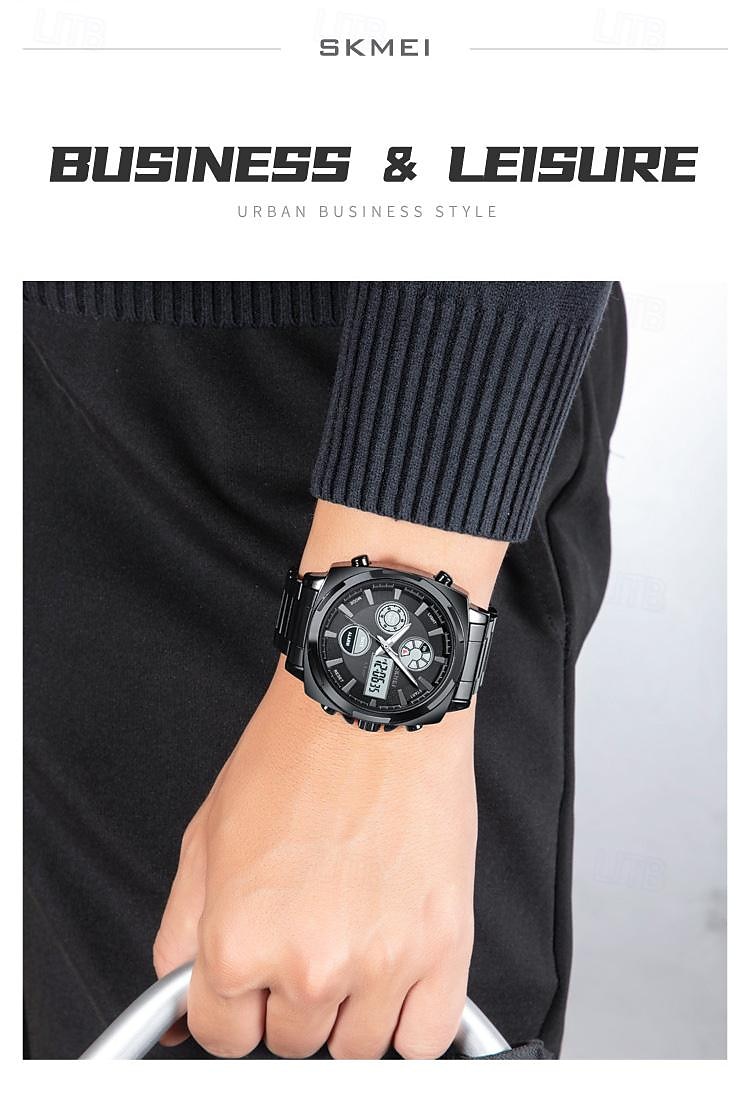 SKMEI Men's Full Steel LED Electronic Watch, Luxury Dual Time, Chronograph Digital Clock, Sports Waterproof Wristwatch 2025 - $47.19 –P5