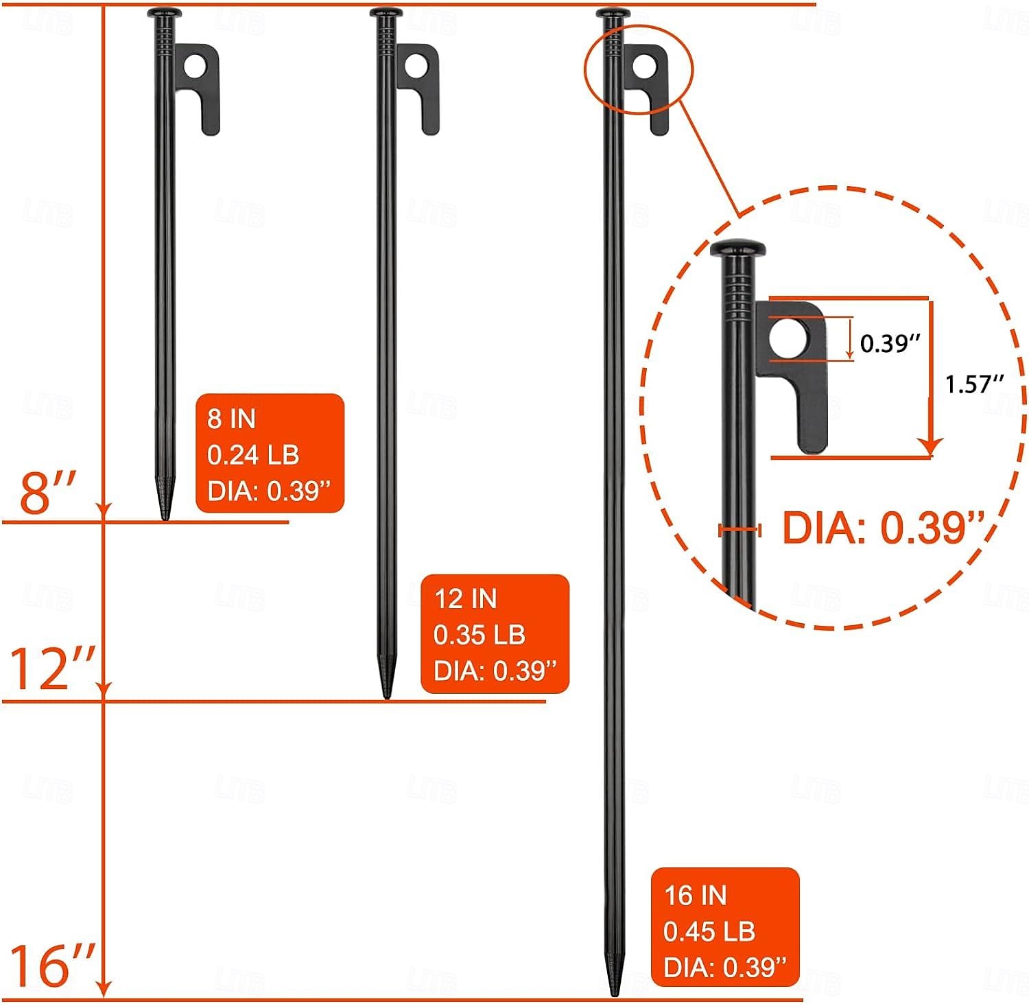 Confezione da 8/16 picchetti per tende in metallo resistente per picchetti per tende da campeggio in acciaio da 8 pollici infrangibili e inflessibili del 2025 a $22.99 –P5