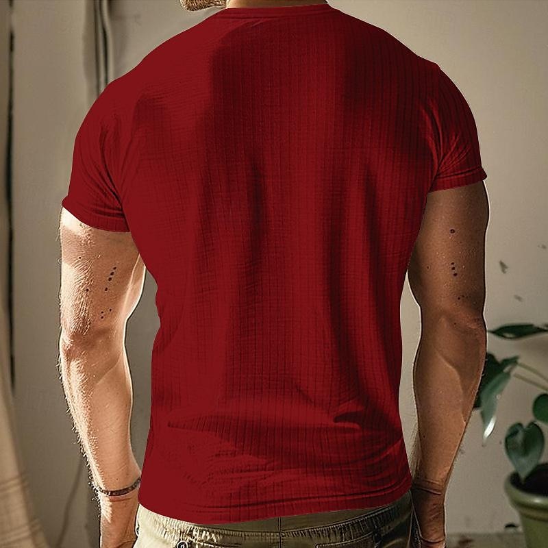 Men's Button T Shirt T Shirt Henley Shirt Tee Short Sleeve V Neck Spring & Summer Plain Pit Strip Fashion Designer Basic Vacation Street Going out Wine Black White Top Tee for Men 2025 - $12.49 –P10