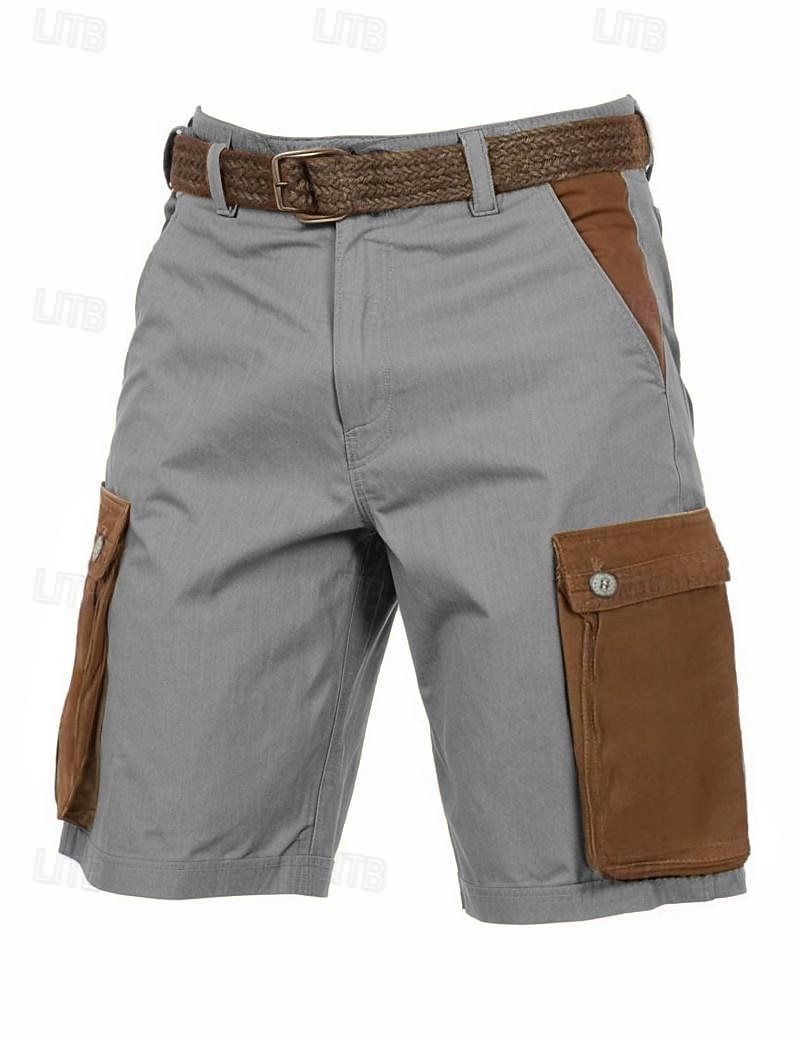 Herren Shorts Leinenshorts Sommershorts Patchwork Tasche Farbblock Komfort Atmungsaktiv Kurz Lässig Täglich Ferien Mode Designer Grün Khaki 2026 - $25.99 –P15