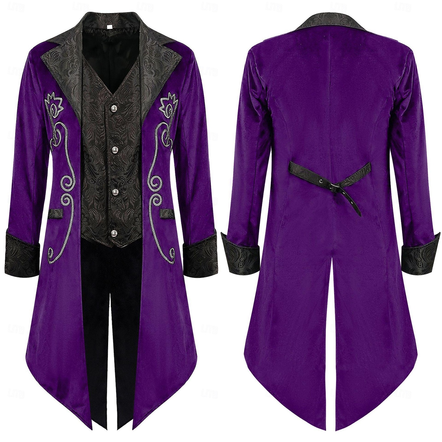 Retro / vintage Punk og gotisk Kostymer i middelalderstil Jakke tailcoat Prins Adelsmann Jacquard Herre Royal Steampunk Maskerade Fest Voksne Frakk 2025 - $49.99 –P5