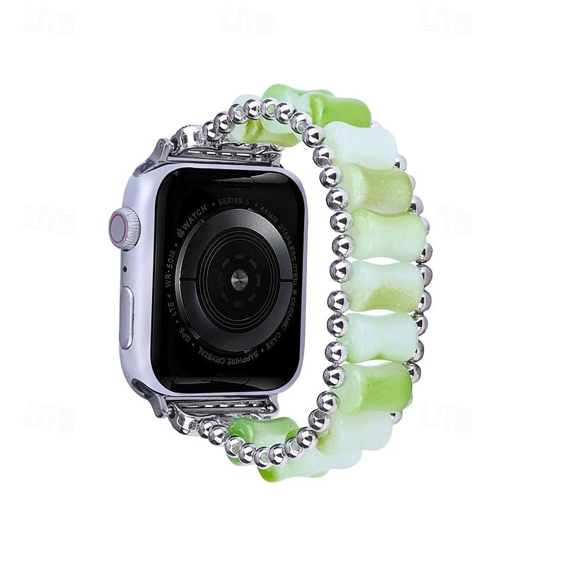 Pulseira de joias Compatível com Pulseira Apple Watch 38mm 40mm 41mm 42mm 44mm 45mm 49mm Com Miçangas Ajustável Respirável Resina pulseira de substituição para iwatch Ultra 2 Series 9 8 7 SE 6 5 4 3 de 2025 por $14.99 –P3