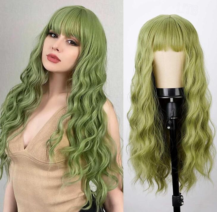 Parrucca ramata con frangia parrucche morbide e ondulate lunghe per le donne parrucca sintetica riccia sostitutiva per costumi di Halloween parrucche per feste cosplay del 2025 a $19.99 –P10