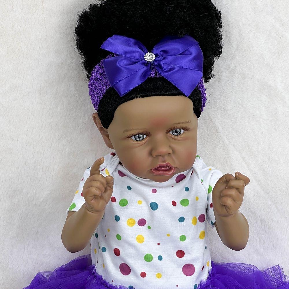 22 tum Svarta dockor Reborn-dockor Baby- och småbarnsleksak Docka Återfödd bebisdocka Spädbarn Babyflickor Afrikansk docka Återfödd bebisdocka Saskia Nyfödd levande Gåva Handgjord Ogiftig Vinyl 2025 - $166.99 –P1