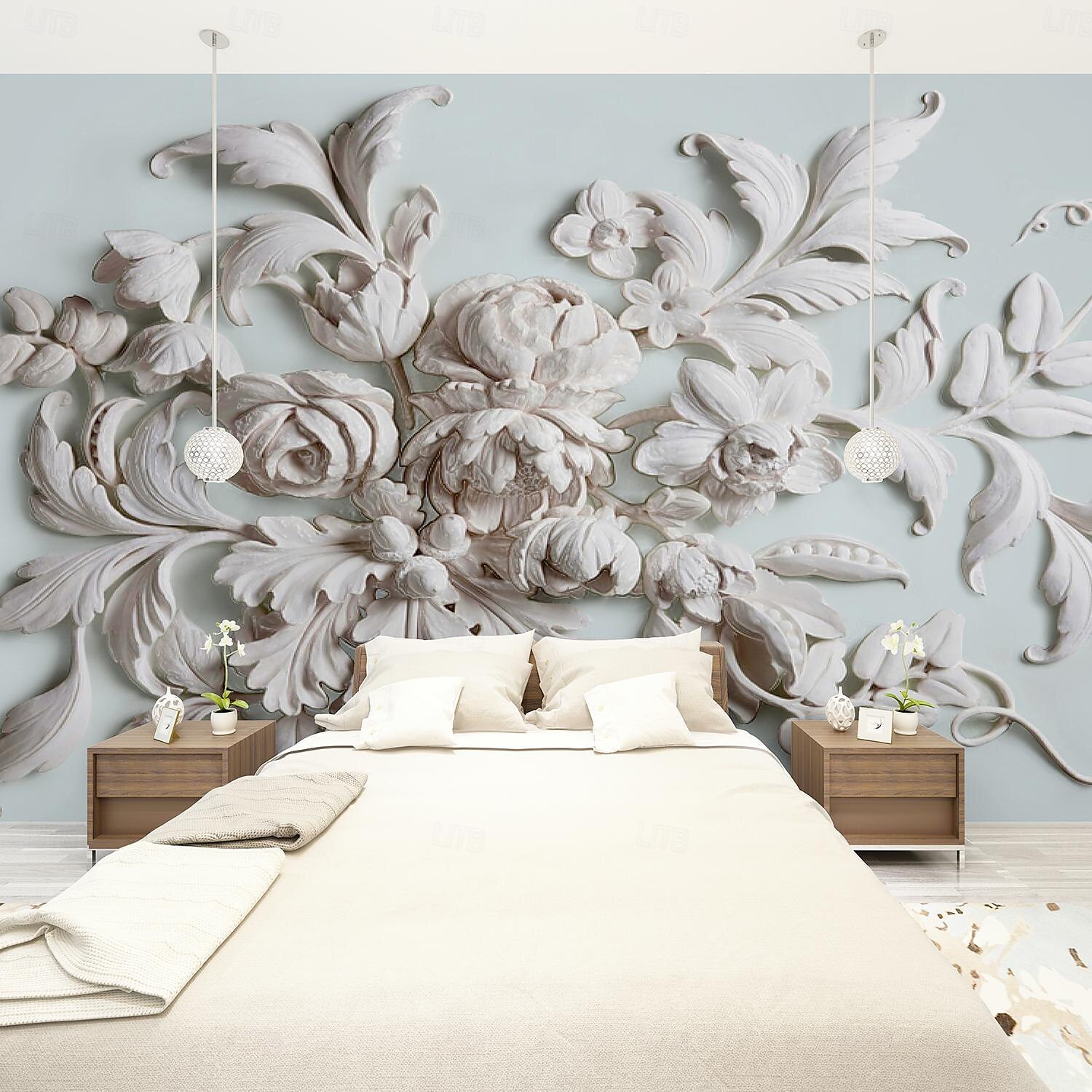 cool wallpapers 3d bloem wit behang muurschildering wandbekleding sticker verwijderbaar pvc/vinyl materiaal zelfklevend/klevend vereist muurdecor voor woonkamer keuken badkamer 2025 - $13.99 -P7