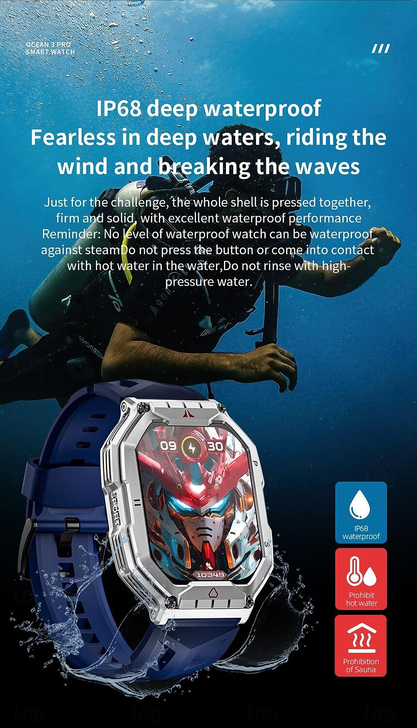 LOKMAT OCEAN 3 PRO Reloj inteligente 2.1 pulgada Smartwatch Reloj elegante Bluetooth Podómetro Recordatorio de Llamadas Seguimiento de Actividad Compatible con Android iOS Mujer Hombre Larga espera 2025 - $42.99 –P6