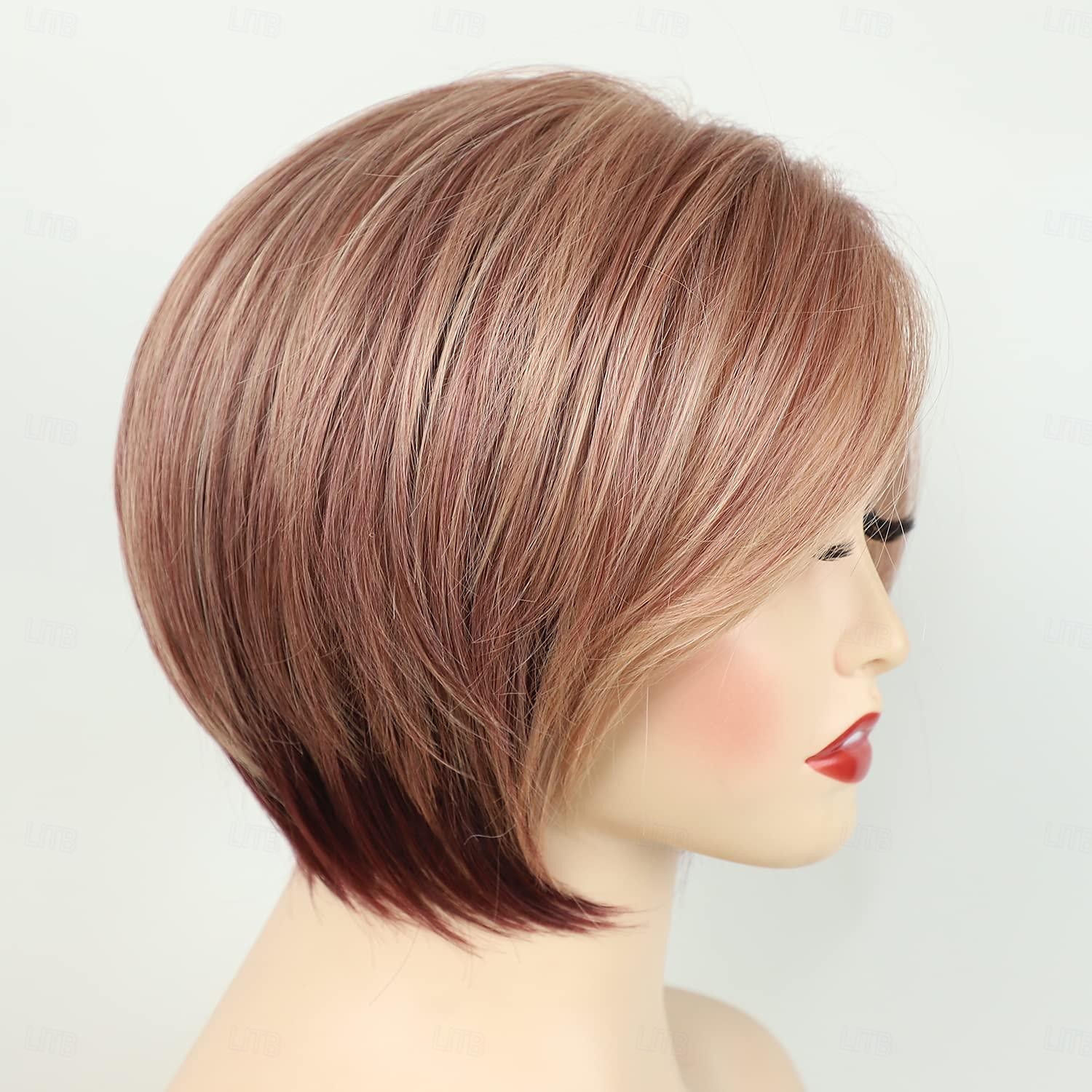 sidedel korte lag bob parykker for hvite kvinner blond blandet brun søt rett nisse bob parykk invertert bob parykk syntetisk halloween cosplay hår erstatning parykk 2025 - $7.99 –P3