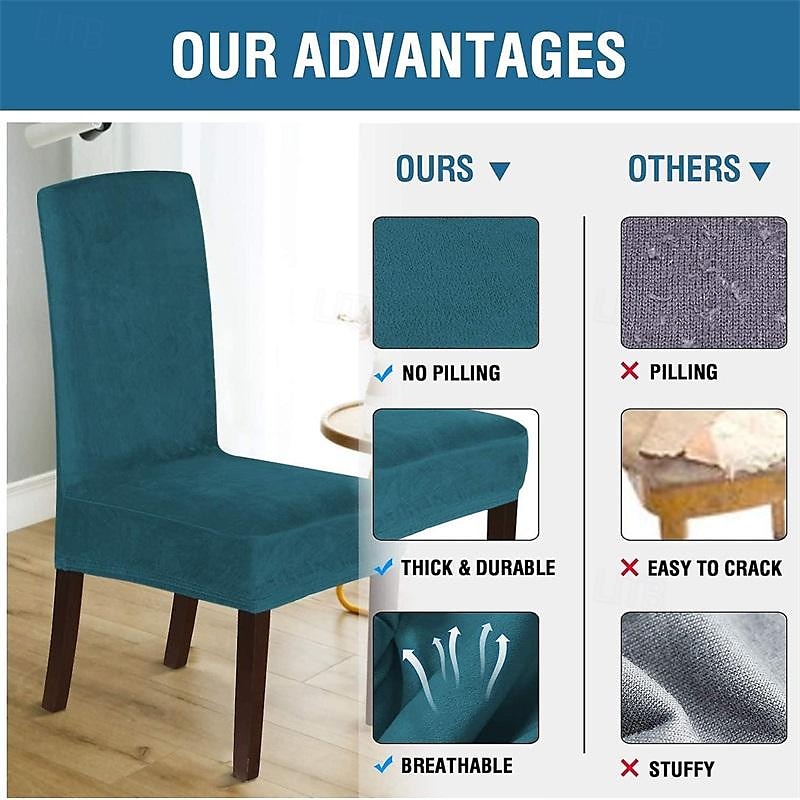 2 Pcs Velvet Dining Chair Slipcovers Stretch Dining Chair Slipcovers Set Of 2 Parson Chair Covers Chair Protectors Dining Slipcovers Washable Strong Thick Christmas Gift 2026 - $22.99 –P3