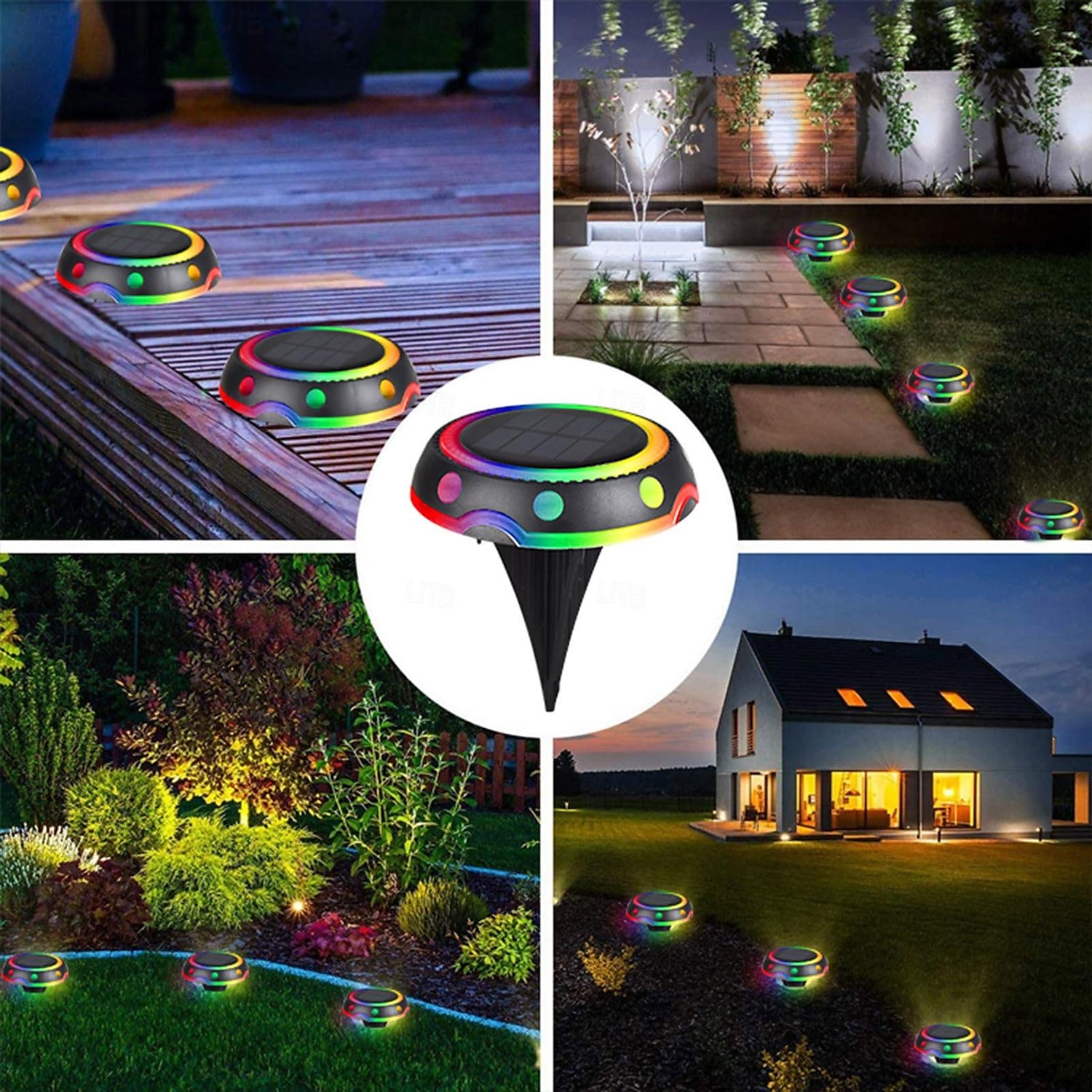 Lampe enterrée solaire RVB aucun câblage requis éclairage automatique économie d'énergie installation facile lumière LED solaire lampe de pelouse extérieure décoration d'allée fournitures de jardin de 2025 ? $5.99 –P4