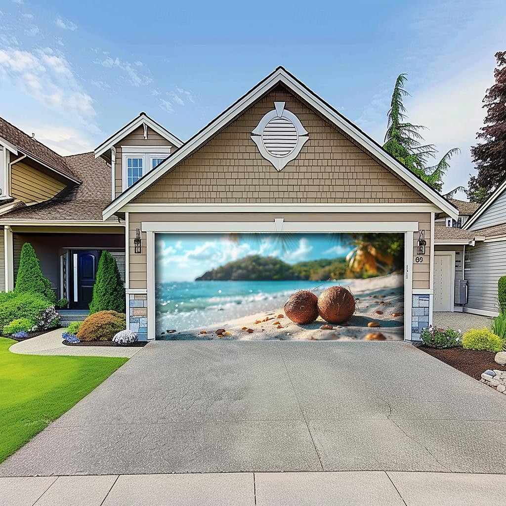 letnie wakacje na plaży baner na osłonę drzwi garażowych piękna duża dekoracja tła na zewnętrzne drzwi garażowe dekoracje ścienne domu impreza impreza parada 2025 - $33.99 –P9