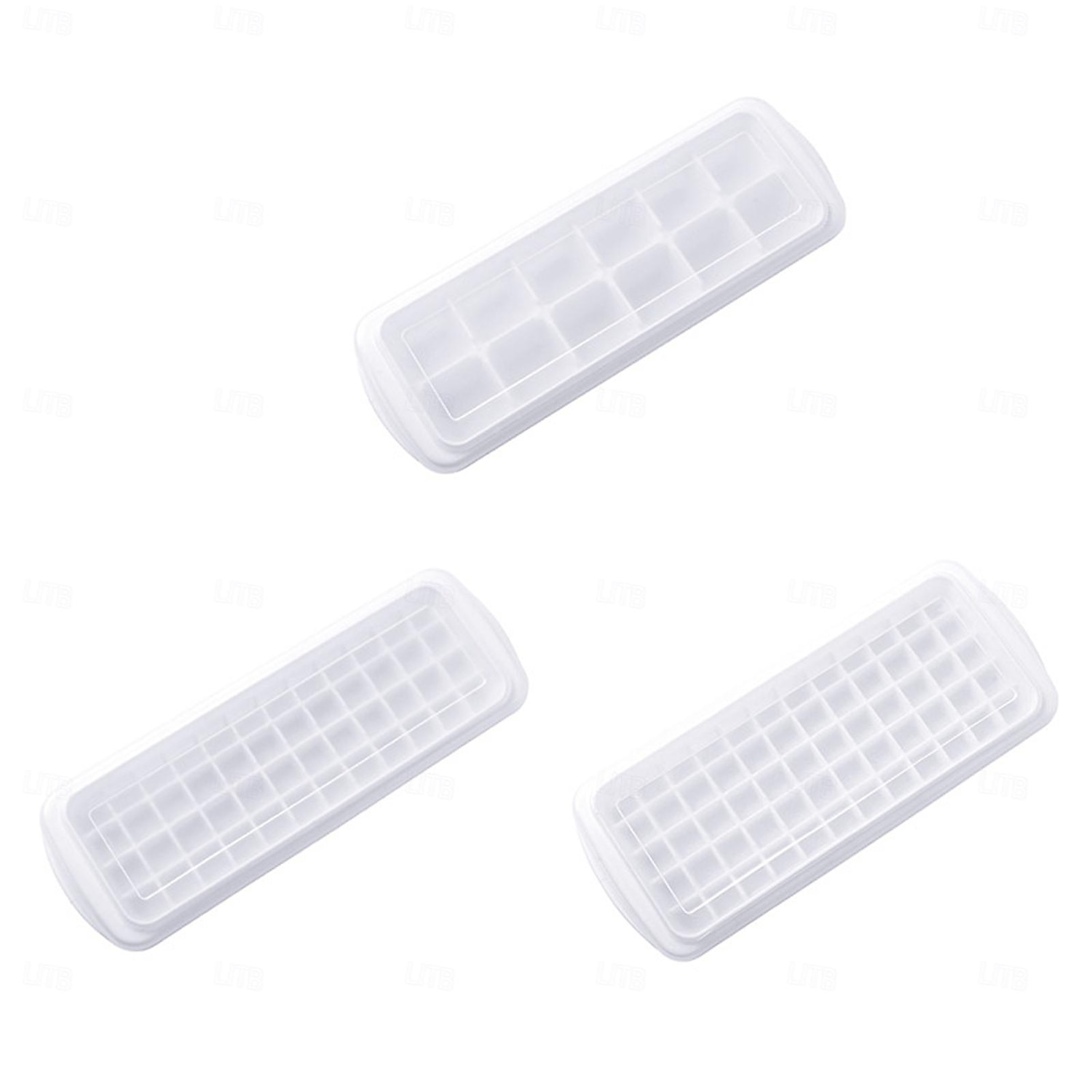 Tavă albă pentru cuburi de gheață 2 buc cu capac - matriță din silicon pentru cuburi de gheață comestibile de casă - eliberare ușoară, design prin apăsare pentru a elibera - model nou pentru uz casnic 2025 - $9.99 –P7