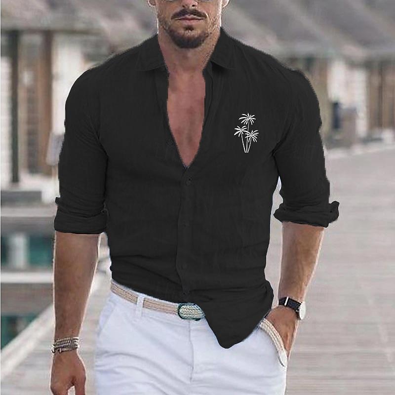 Per uomo Camicia Camicia in cotone e lino Camicia bianca di cotone Camicia minimalista Aloha Camicia casual Camicia di cotone Palma Vacanza Camicia hawaiana Nero Bianco Rosa Grigio Manica Lunga Bavero del 2025 a $23.99 –P2