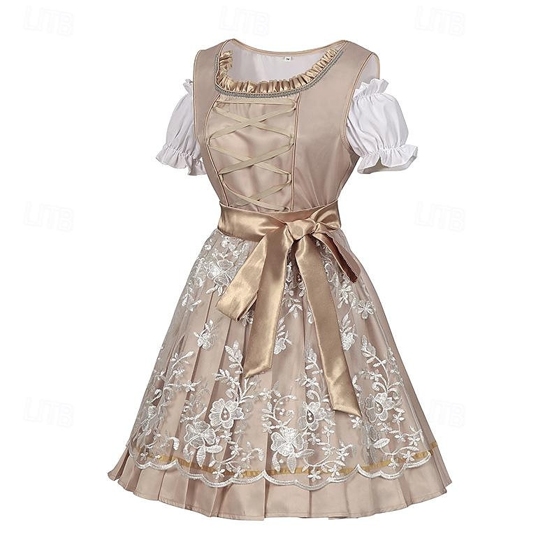 Oktoberfest Dirndl Trachtenkleader Dirndl blúz Októberi fesztivál bajor Hagyományos stílus Hagyományos viselet ruha Meadows Női Hagyományos stílusú ruha Blúzok Ruha Kötény 2025 - $55.99 –P4