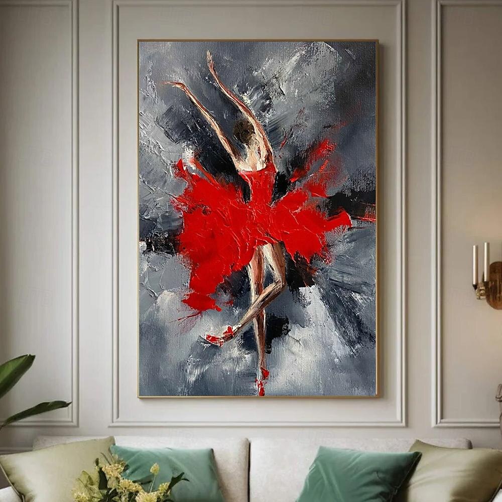 pictură în ulei pictată manual dreptunghi artă perete dansatoare abstractă pictură pe pânză decorarea casei decor cadru întins gata de agățat 2025 - $131.99 –P5