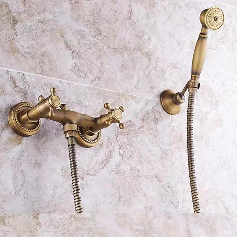 Rubinetto doccia Impostato - Docetta inclusa Stile vintage Ottone antico Esterno Valvola in ottone Bath Shower Mixer Taps del 2025 a $153.99 –P12