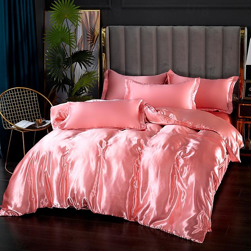 Set copripiumino rinfrescante 3 pezzi lenzuolo rinfrescante set biancheria da letto in raso di seta di lusso con più colori set copripiumino morbido tinta unita 1 copripiumino 2 federe del 2025 a $37.99 –P15