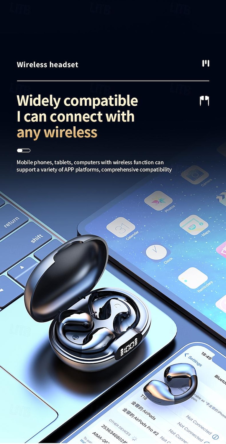 Bone Conduction TWS Wireless Headphones Bluetooth Gaming Headsets LED Digital Display HiFi Noise Canceling Sports Earphones 2025 - $18.99 –P13