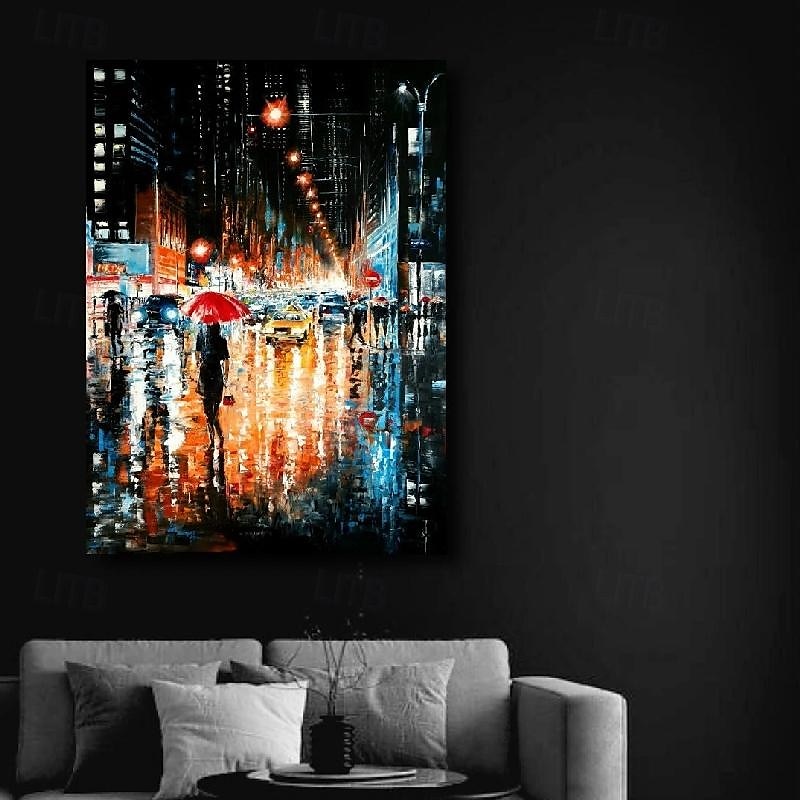 Cityscape Oil Painting handmade Textured Canvas Art Colorful Skyline painting hand painted Landscape Art Urban Street Scene Painting Modern art painting for Living Room Wall Decor 2025 - $69.99 –P5