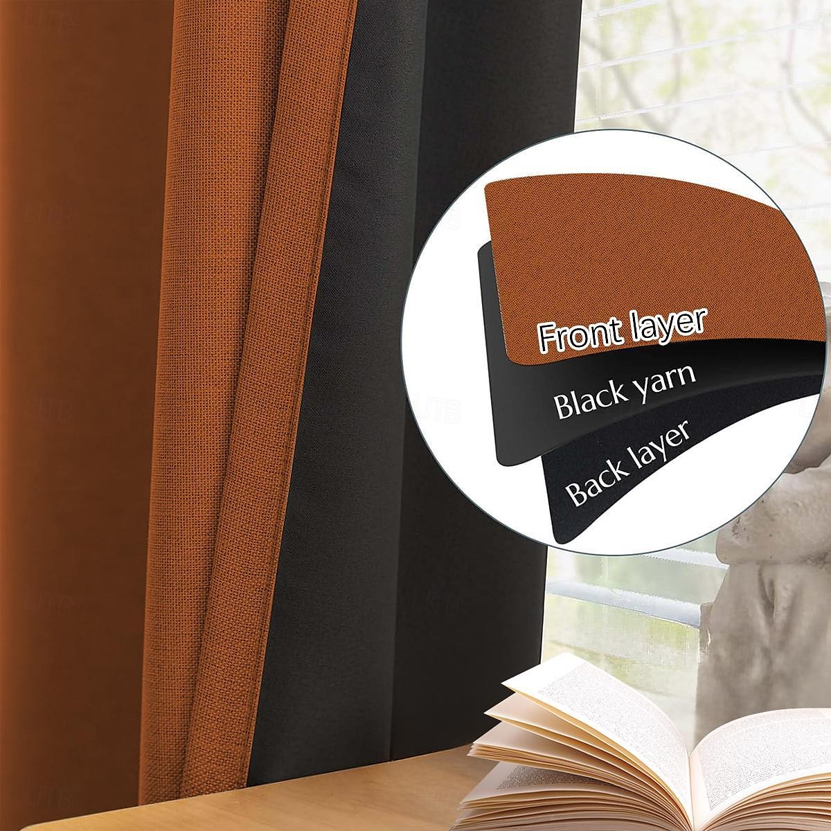 1 шт. водонепроницаемая плотная однотонная занавеска с двойным покрытием из хлопка и льна для спальни, гостиной, украшения дома, перфорированная занавеска 2026 - $42.99 –P3