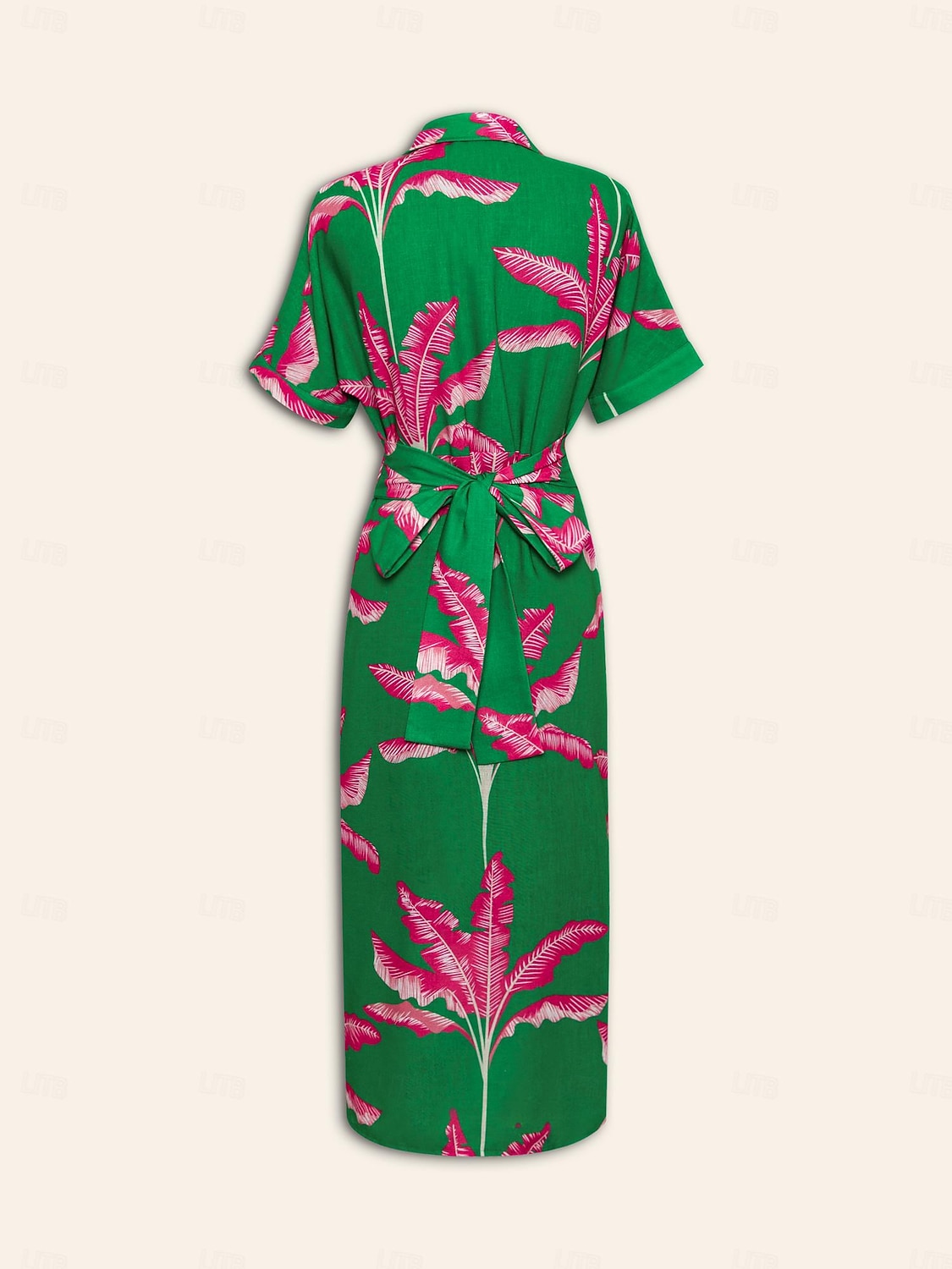 Femme Robe imprimée Robe mi-longue Robe mi-longue Vert Manche Courte Plantes Froncé Eté Col V Robe Motif S M L de 2025 ? $108.99 –P8