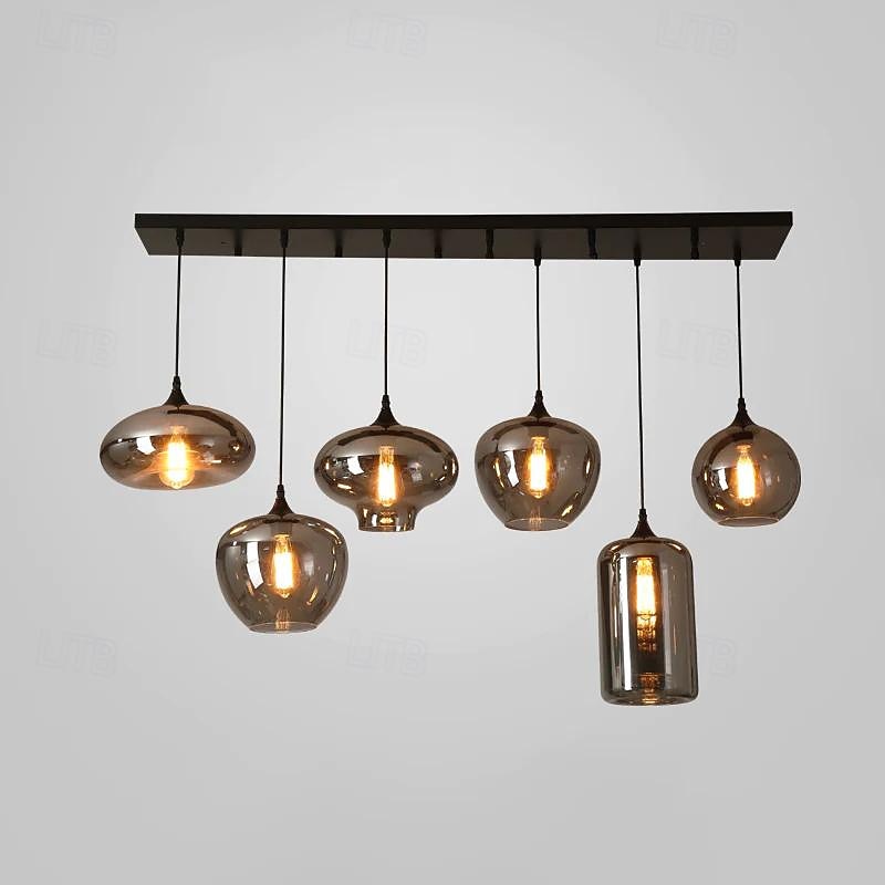 led kroonluchter eilandlicht 1/3/6/8/10/12 hoofden warm licht 25cm nordic restaurant creatieve persoonlijkheid lange lijn gerookte glazen lampen eetkamer woonkamer 110-240v 2026 - $866.99 –P3