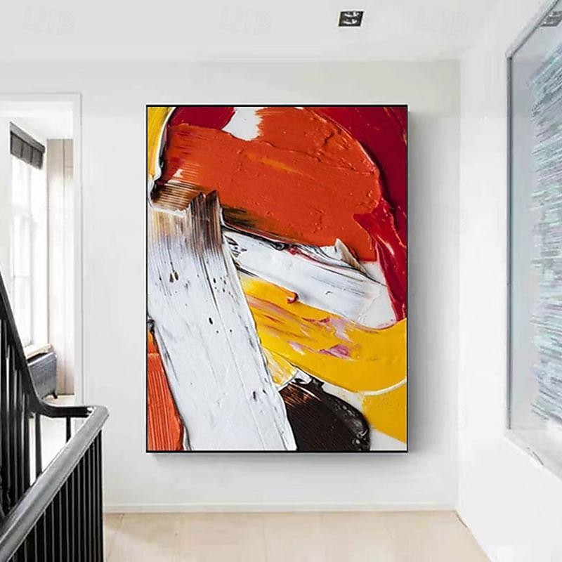 strukturierte handgemalte Leinwand gewickelt Ölgemälde Wandkunst orange weiß schwarz abstrakte Leinwand Malerei modernes Kunstwerk Öl Hand Malerei Home Interior Rahmen fertig zum Aufhängen 2025 - $131.99 –P11