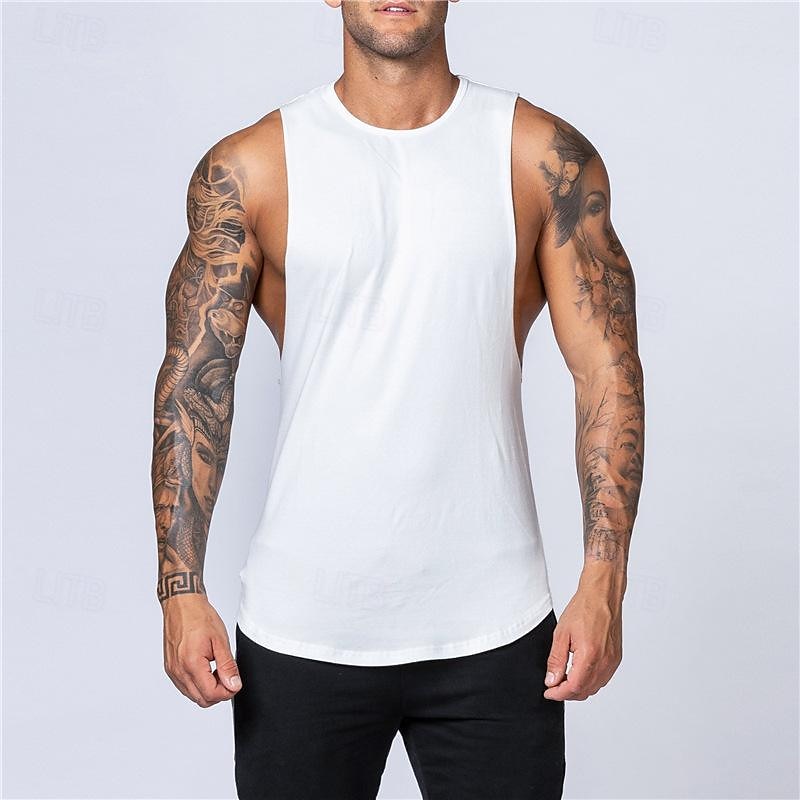 Herr Linne Undertröjor Ärmlös tröja Ärmlös Rund hals Vår & sommar Slät Mode Designer Grundläggande Semester Gata Utekväll Svart Vit Topp t-shirt för män 2025 - $14.49 –P2