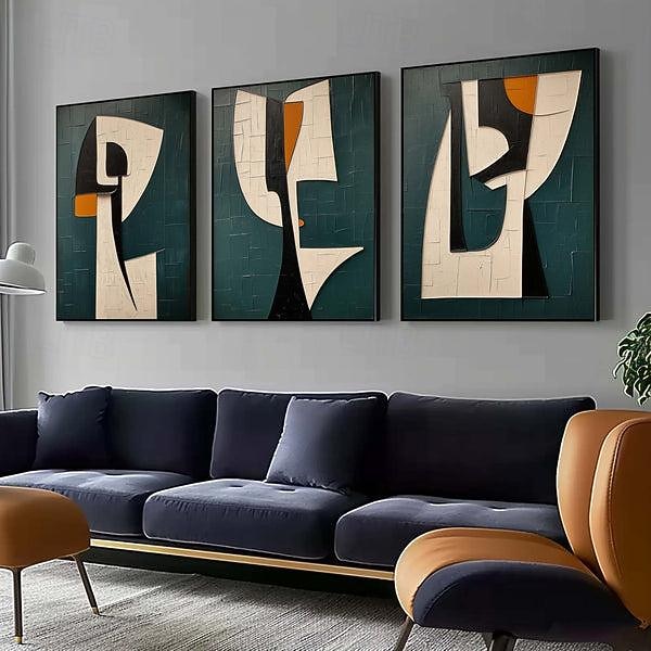 Pintura de arte abstracto verde pintada a mano, galería de pintura de arte moderno, arte de pared, pinceladas, obra de arte minimalista verde, figura, pintura al óleo, decoración de pared, arte 2026 - $145.99 –P4