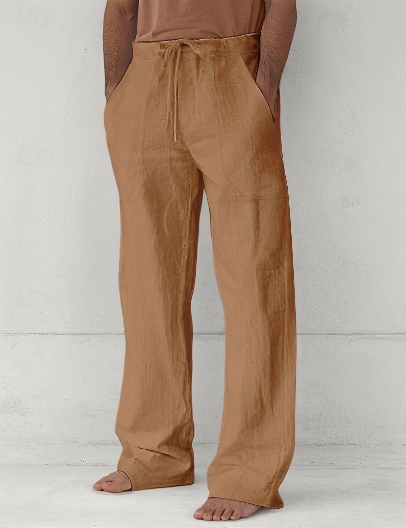 Herr Långbyxor Casual byxor Sommarbyxor Säckiga byxor Strandbyxor Snörning Framficka Rakt ben Slät Komfort Mjuk Fullängd Strand Yoga Helgdag Mode Hawaiisk Svart Vit 2026 - $25.99 –P14