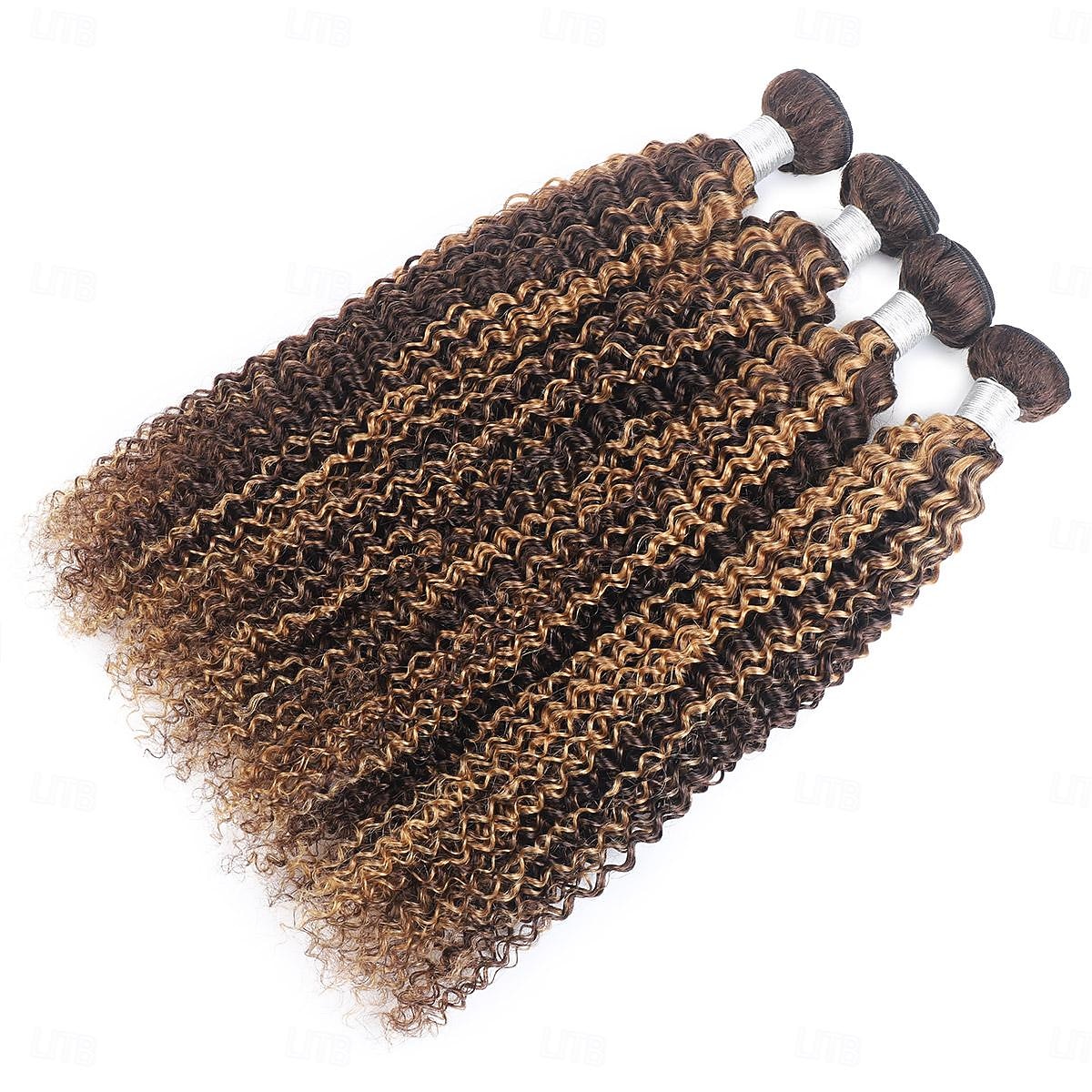 P4/27# Highlight Curly Wave Bundles Human Hair (18 18 20 20 Inches Curly Wave  4 Bundles) Brazilian Human Hair for Black Women 2026 - $245.19 –P4