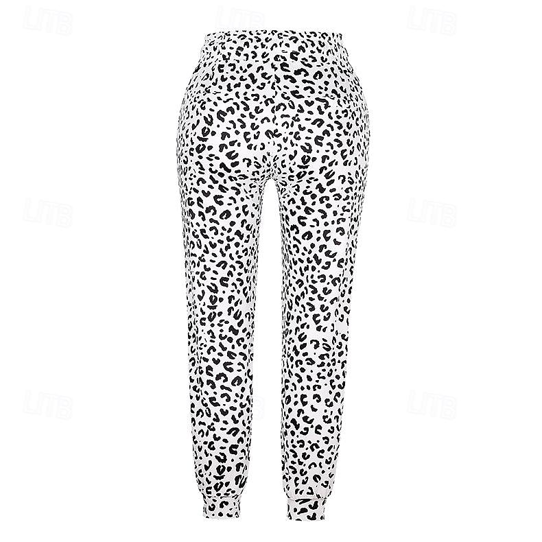 Dámské Kalhoty Běžecké kalhoty Běžné Denní Po kotníky Leopard Šňůrky Boční kapsy Prodyšnost Pohodlné Lehce elastické Jdeme ven Víkend Bílá Hnědá Trávová zelená Šedá Jaro léto Běžný 2025 - $18.99 –P4