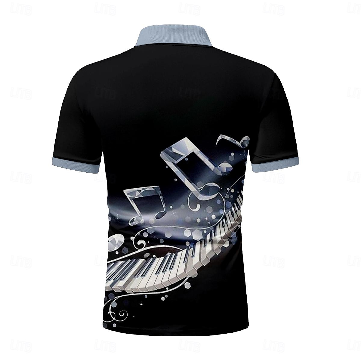 Music Festival Men's Music Zip Polo Shirts Golf Shirt Short Sleeve Polo Shirts Collared Shirts Casual Vacation Wear Festival Wear Party Outfits 3D Print Quarter Zip Polo Summer Black Blue 2026 - $23.99 –P3