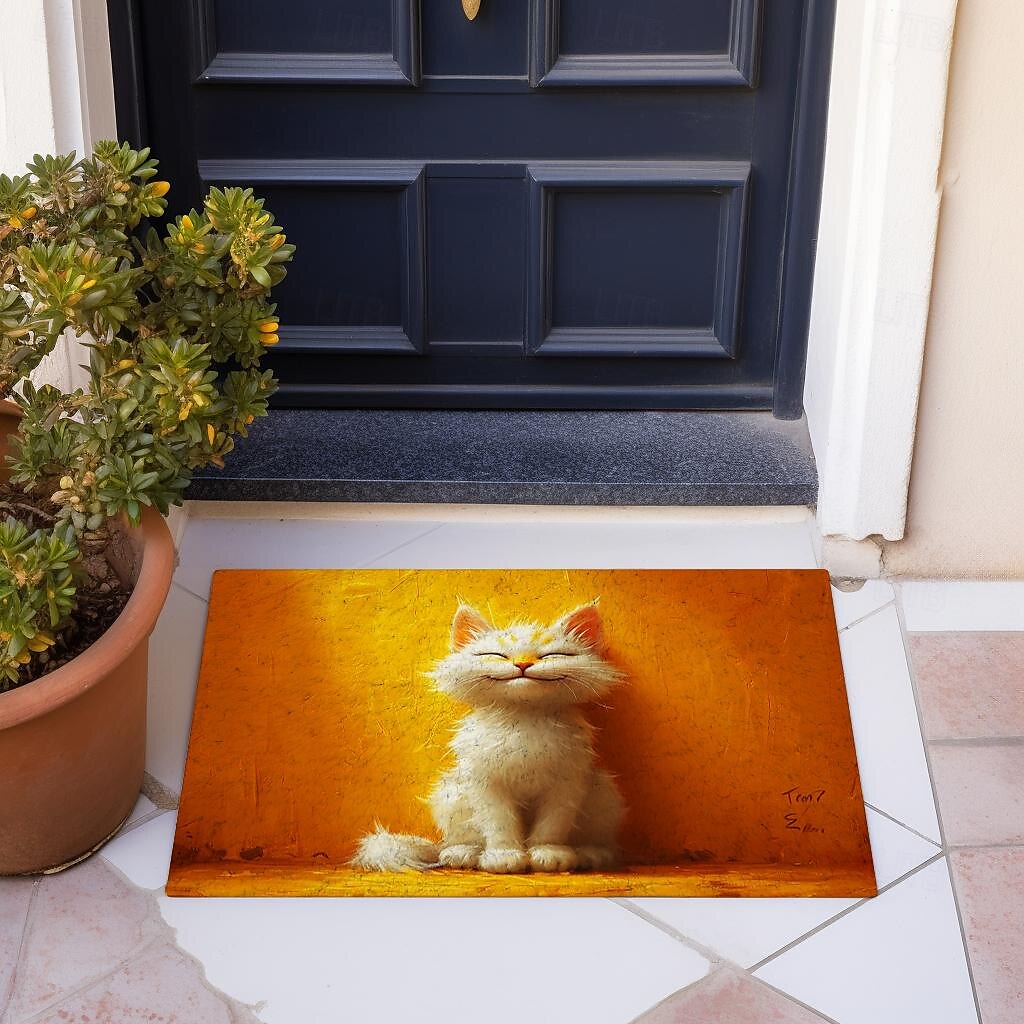 Cat Yellow Doormat Non-Slip Oil Proof Rug Indoor Outdoor Mat Bedroom Decor Bathroom Mat Entrance Rug Door Mat 2025 - $16.99 –P6