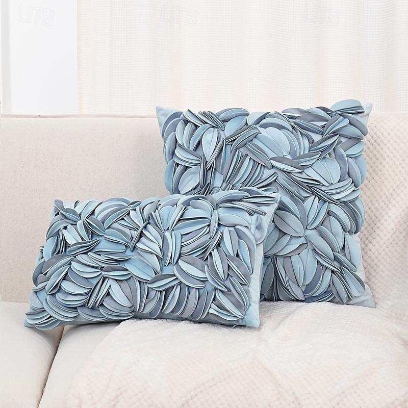 Capa de almofada feita à mão folha completa flor dupla floral capa de almofada de sofá 1 peça 45x45cm de 2025 por $23.99 –P4