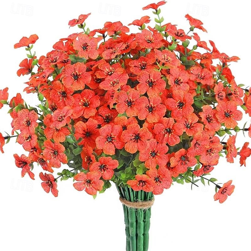 10 rami di fiori artificiali da esterno eucalipto a sette steli, viole viola, bouquet floreale realistico per centrotavola decorativi e composizioni floreali del 2025 a $21.99 –P4