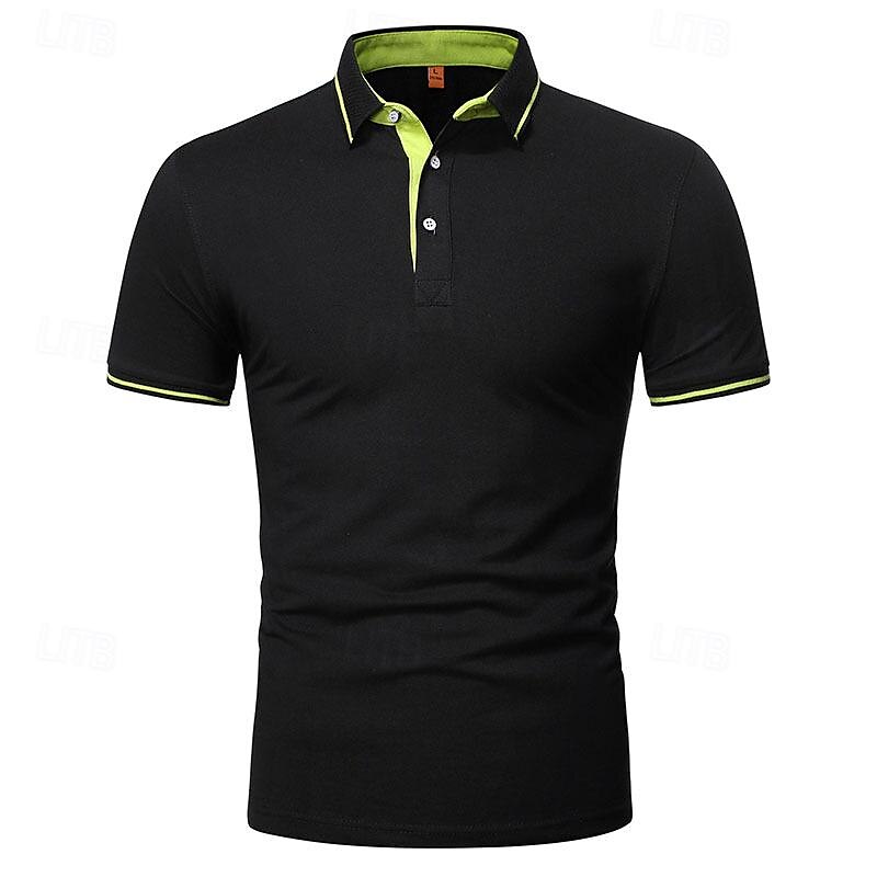 Herr Golftröja golfpolo Arbete Ledigt Kavajslag Kortärmad Grundläggande Modern Slät Lappverk Knapp Vår & sommar Normal Svart Vit Gul Ljusgrön Röd Marinblå Golftröja 2025 - $17.99 –P15