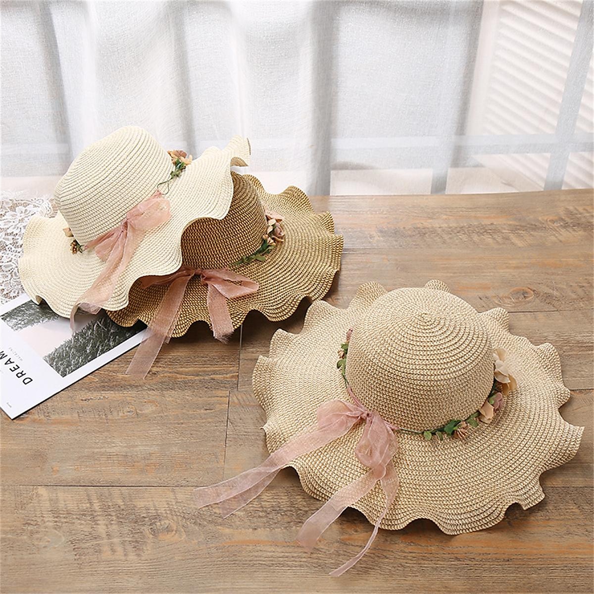 Women's Hat Sun Hat Portable Sun Protection Outdoor Holiday Beach Flower Pure Color 2025 - $9.49 –P6