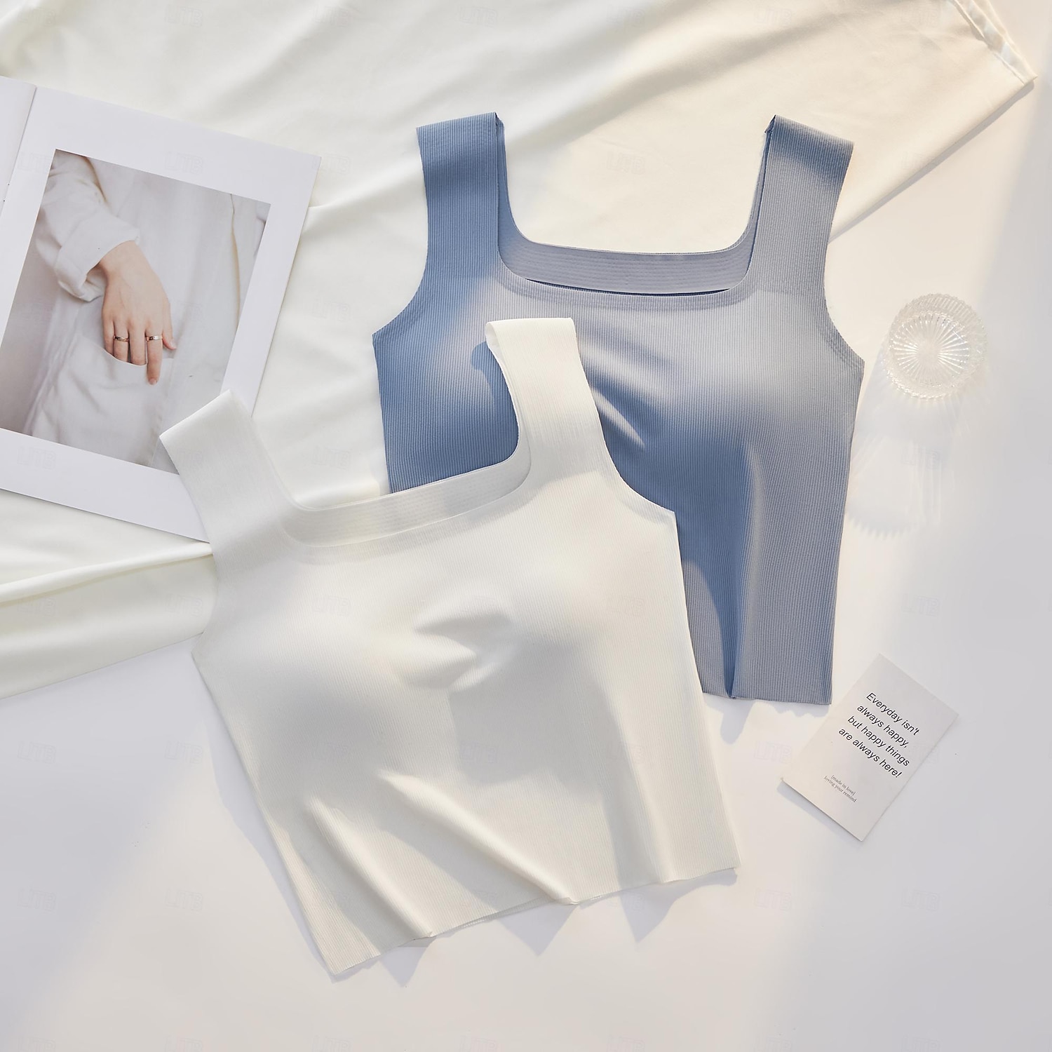 Canottiera Donna Top Senza Maniche Basic Regular Collo Quadrato Nera Bianca Blu Verde Beige Estate del 2026 a $17.49 –P3