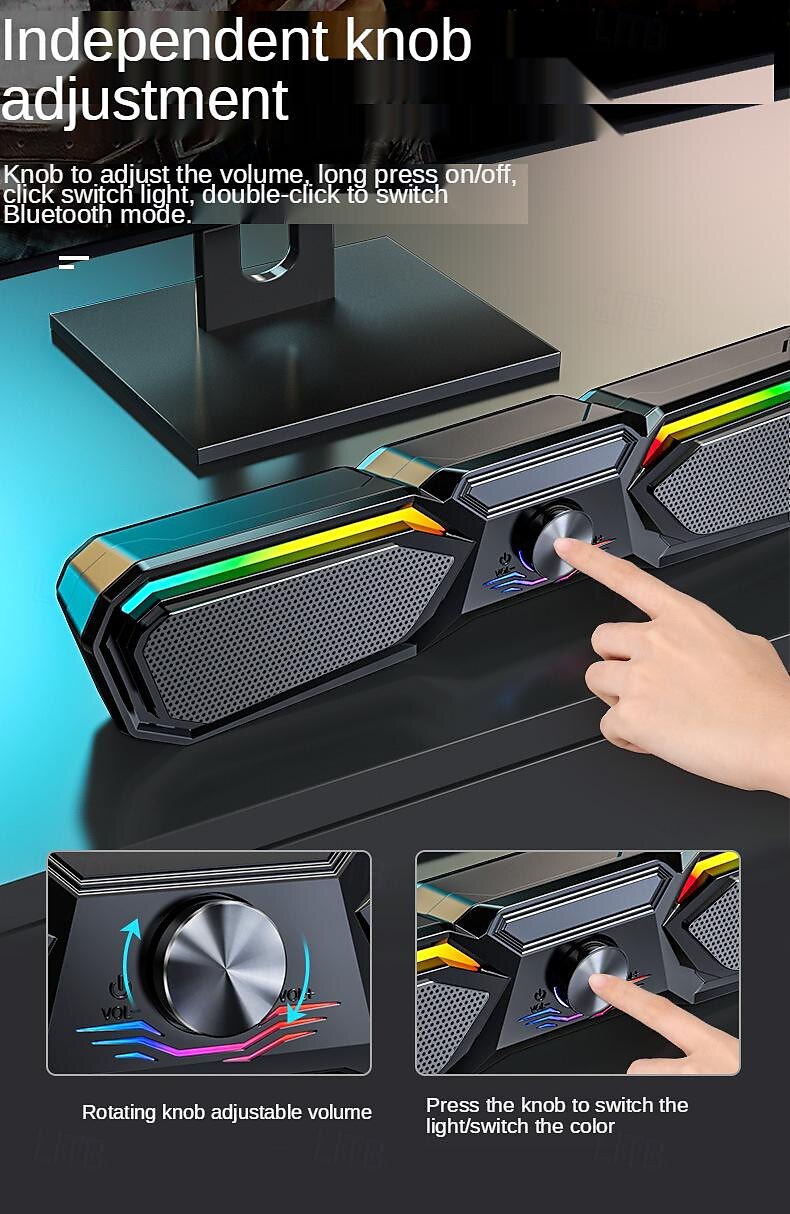 Wireless bluetooth speaker multimedia computer speaker RGB wired subwoofer sound bar suitable for PC notebook desktop speakers 2025 - $38.99 –P5