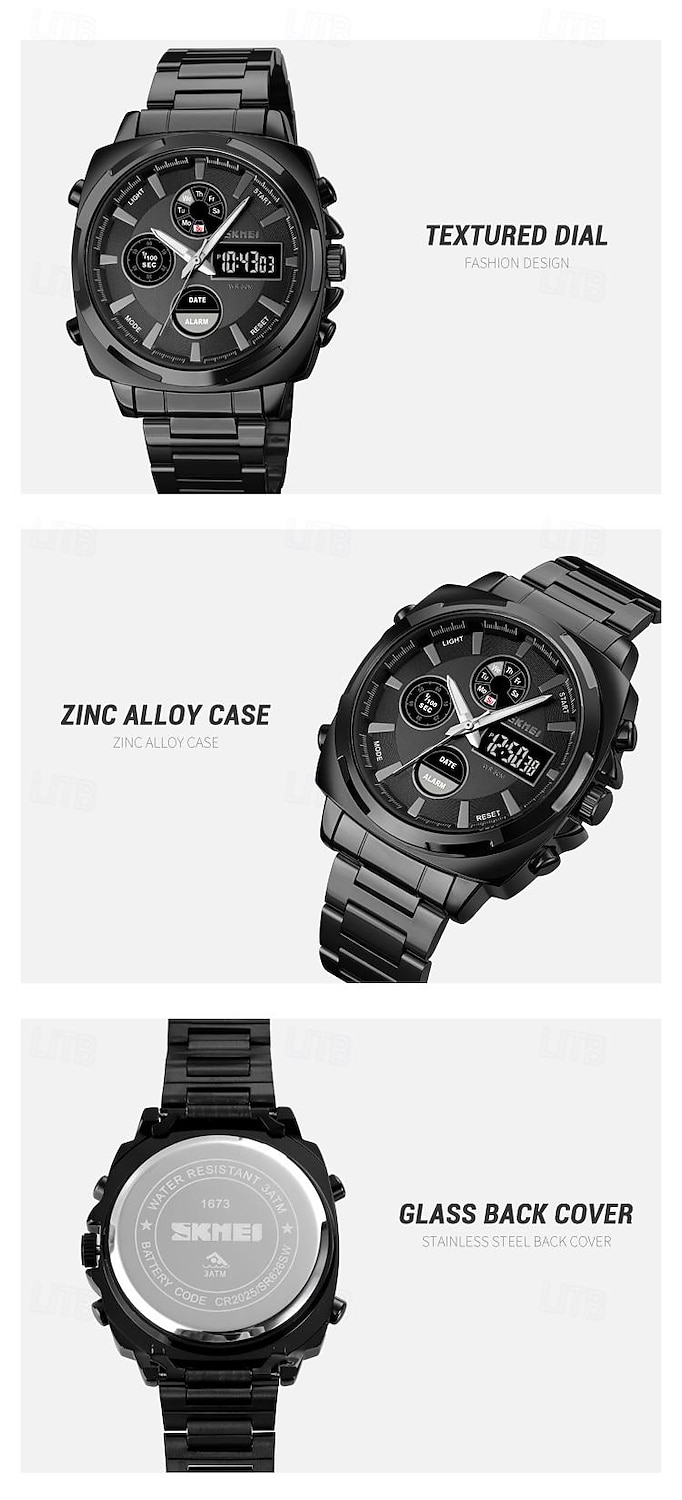 SKMEI Men's Full Steel LED Electronic Watch, Luxury Dual Time, Chronograph Digital Clock, Sports Waterproof Wristwatch 2025 - $47.19 –P9