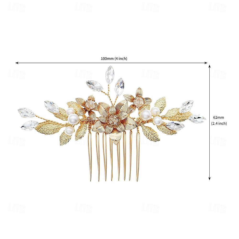 Peignes Coiffe Casque Strass Alliage Mariage cocktail Rétro Vintage Luxe Avec Strass Perle fausse Casque Couvre-chef de 2025 ? $14.99 –P1